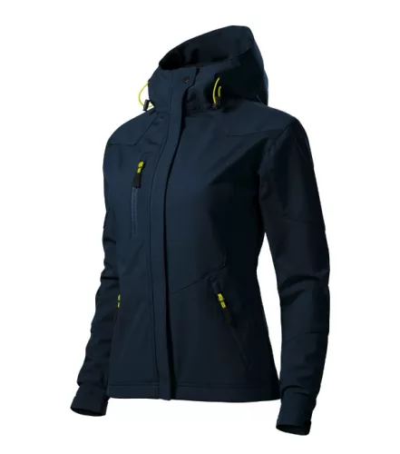 Malfini Nano - Nanotex® felületi kezeléses, kapucnis, vékony softshell női kabát - Tengerészkék - 2XL