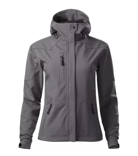 Malfini Nano - Nanotex® felületi kezeléses, kapucnis, vékony softshell női kabát - Acélszürke - XS
