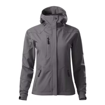   Malfini Nano - Nanotex® felületi kezeléses, kapucnis, vékony softshell női kabát - Acélszürke - 2XL