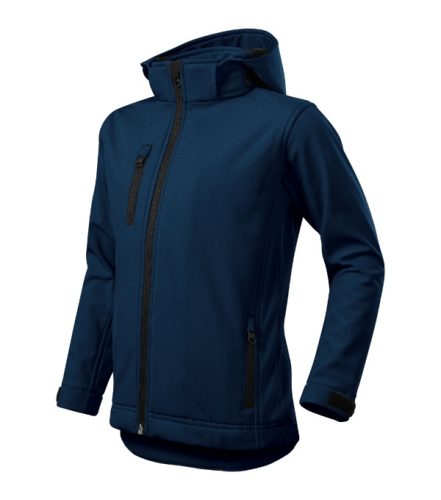 Malfini Performance - eltávolítható kapucnis, softshell gyerek kabát - Tengerészkék - 122 cm/6 éves