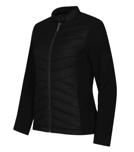 Malfini Premium Cross - Karcsúsított, steppelt és softshell anyag kombinációjából készült hibrid női kabát - Fekete - L