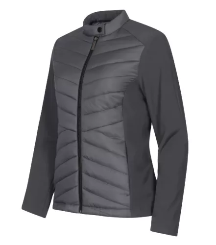 Malfini Premium Cross - Karcsúsított, steppelt és softshell anyag kombinációjából készült hibrid női kabát - Világos anthracit - M