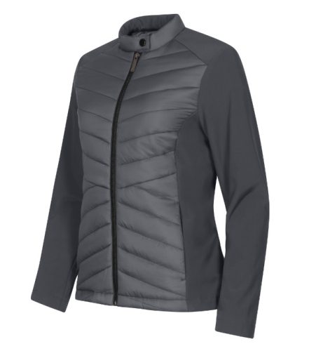 Malfini Premium Cross - Karcsúsított, steppelt és softshell anyag kombinációjából készült hibrid női kabát - Világos anthracit - XL