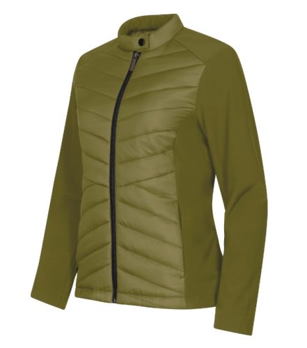 Malfini Premium Cross - Karcsúsított, steppelt és softshell anyag kombinációjából készült hibrid női kabát - Avokádózöld - 2XL