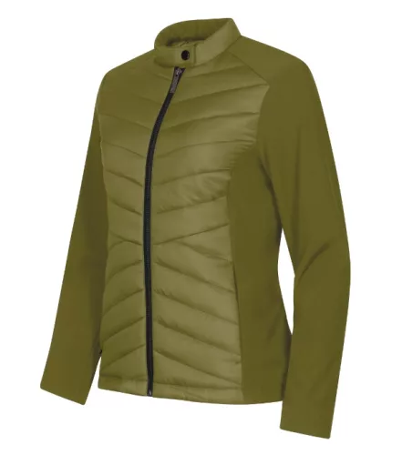 Malfini Premium Cross - Karcsúsított, steppelt és softshell anyag kombinációjából készült hibrid női kabát - Avokádózöld - 2XL