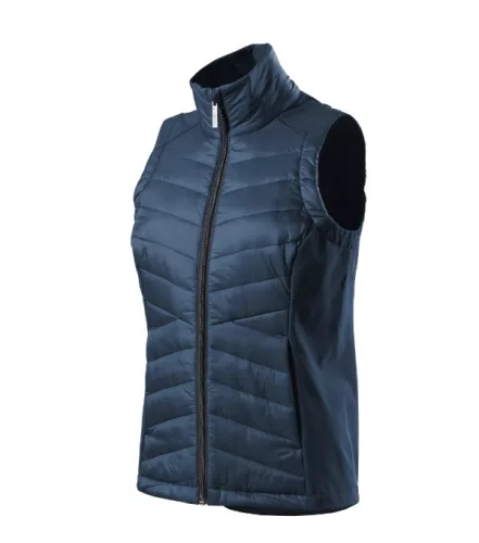Malfini Premium Cross - Karcsúsított, steppelt és softshell anyag kombinációjából készült hibrid női mellény - Tengerészkék - 2XL