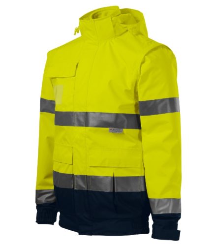 Rimeck HV Guard 4 in 1 - 4 az 1-ben multifunkcionális jólláthatósági unisex kabát - Fluoreszkáló sárga - 2XL