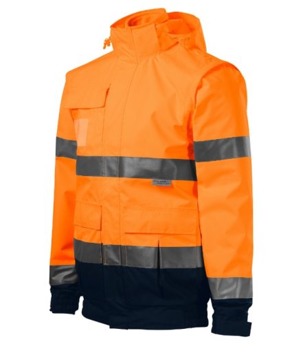 Rimeck HV Guard 4 in 1 - 4 az 1-ben multifunkcionális jólláthatósági unisex kabát - Fluoreszkáló narancssárga - 2XL