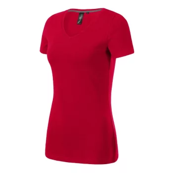   Malfini Prémium Action V-neck - Sztreccs anyagú, V nyakú női póló - F1 piros - M
