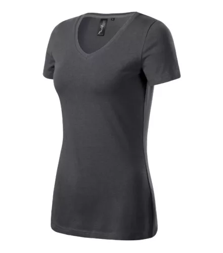 Malfini Prémium Action V-neck - Sztreccs anyagú, V nyakú női póló - Világos anthracit - L