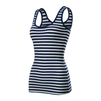   Malfini Sailor - Tengerészcsíkos női top/atléta - Tengerészkék/Fehér - 2XL