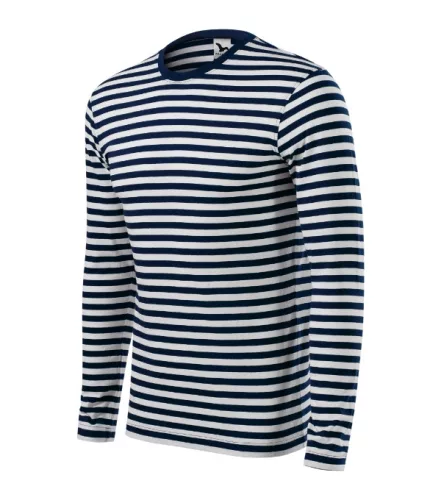Malfini Sailor - Tengerészcsíkos hosszú ujjú unisex póló - Tengerészkék/Fehér - S