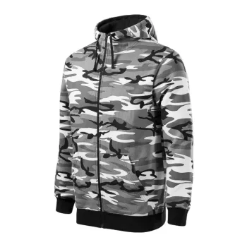   Malfini Camo Zipper - Bolyhos belsős, cipzáras férfi pulóver - Szürke terepszín - L
