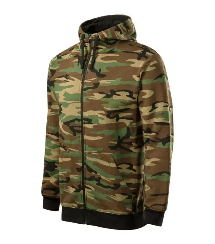 Malfini Camo Zipper - Bolyhos belsős, cipzáras férfi pulóver - Barna terepszín - S