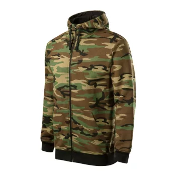   Malfini Camo Zipper - Bolyhos belsős, cipzáras férfi pulóver - Barna terepszín - M