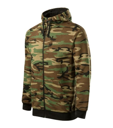 Malfini Camo Zipper - Bolyhos belsős, cipzáras férfi pulóver - Barna terepszín - M
