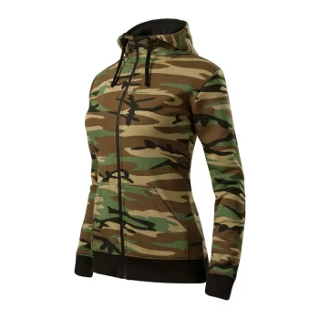  Malfini Camo Zipper - Bolyhos belsős, cipzáras női pulóver - Barna terepszín - M