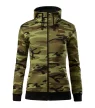 Malfini Camo Zipper - Bolyhos belsős, cipzáras női pulóver - Zöld terepszín - S