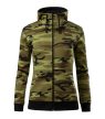 Malfini Camo Zipper - Bolyhos belsős, cipzáras női pulóver - Zöld terepszín - 2XL