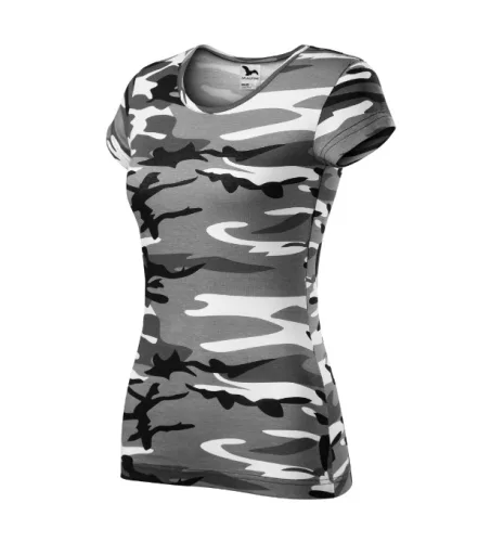 Malfini Camo Pure - Íves szabású női póló - Szürke terepszín - XS