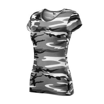   Malfini Camo Pure - Íves szabású női póló - Szürke terepszín - M