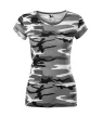 Malfini Camo Pure - Íves szabású női póló - Szürke terepszín - 2XL