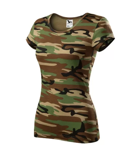 Malfini Camo Pure - Íves szabású női póló - Barna terepszín - 2XL