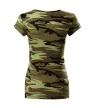 Malfini Camo Pure - Íves szabású női póló - Zöld terepszín - XS
