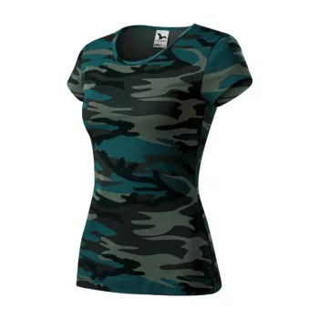   Malfini Camo Pure - Íves szabású női póló - Petrol terepszín - XL