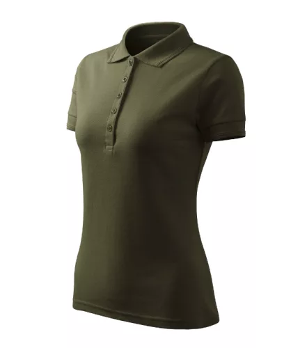 Malfini Pique Polo Free - Címkementes női galléros póló - Military - S