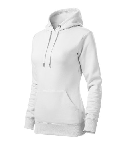 Cape Free - Kenguru zsebes, kapucnis, címkementes női pulóver - Fehér - 2XL