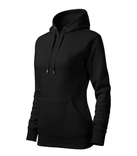 Cape Free - Kenguru zsebes, kapucnis, címkementes női pulóver - Fekete - 2XL