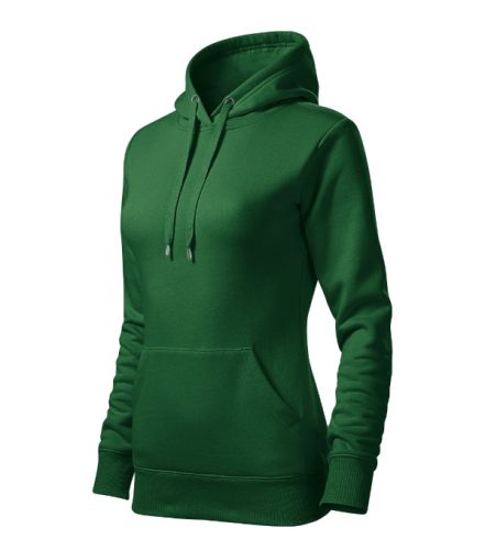 Cape Free - Kenguru zsebes, kapucnis, címkementes női pulóver - Üvegzöld - 2XL