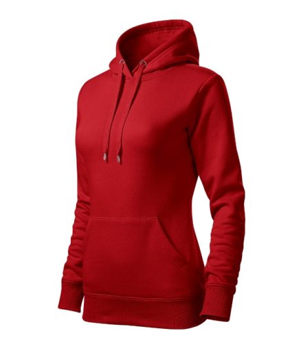 Cape Free - Kenguru zsebes, kapucnis, címkementes női pulóver - Piros - 2XL