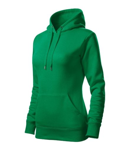 Cape Free - Kenguru zsebes, kapucnis, címkementes női pulóver - Fűzöld - 2XL