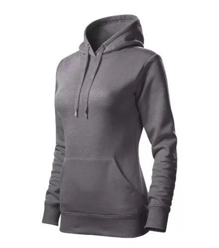 Malfini Cape Free - Kenguru zsebes, kapucnis, címkementes női pulóver - Acélszürke - 2XL