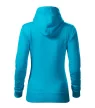 Malfini Cape Free - Kenguru zsebes, kapucnis, címkementes női pulóver - Türkiz - 2XL
