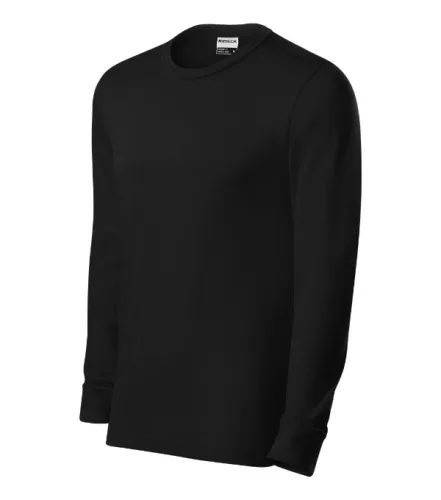 Rimeck Resist LS - 100 % előpréselt pamut, hosszú ujjú unisex póló - Fekete - S