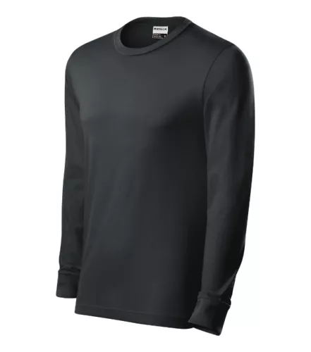 Rimeck Resist LS - 100 % előpréselt pamut, hosszú ujjú unisex póló - Ébenszürke - S