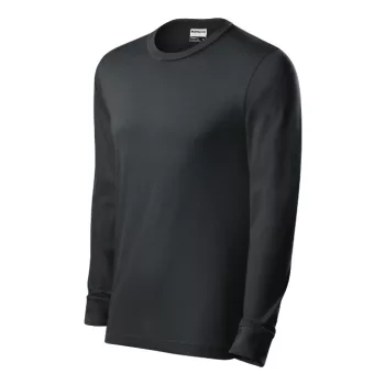  Rimeck Resist LS - 100 % előpréselt pamut, hosszú ujjú unisex póló - Ébenszürke - M