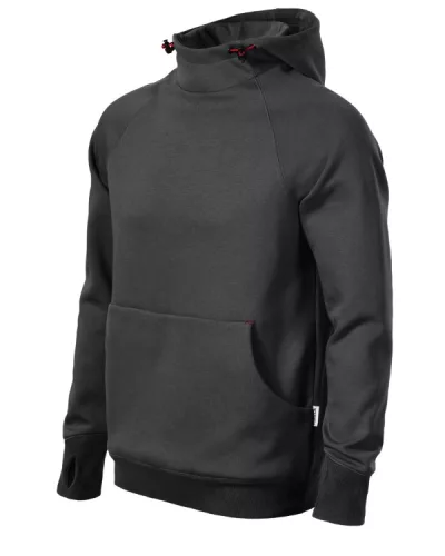 RIMECK Vertex Hoodie - Kapucnis, kenguru zsebes férfi pulóver - Ébenszürke - M