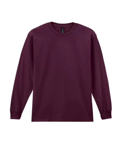 Gildan ULTRA COTTON™ -  Hosszú, passzés ujjú unisex póló - Maroon - 2XL