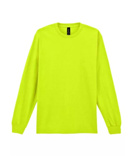 Gildan ULTRA COTTON™ -  Hosszú, passzés ujjú unisex póló - Neon zöld - 2XL