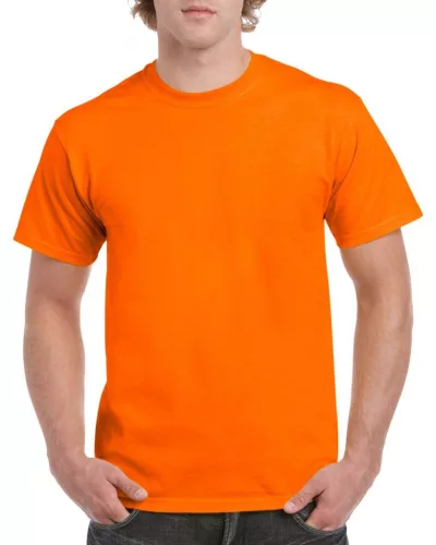 Gildan HEAVY COTTON™ - 100% pamut, kerek nyakú unisex póló - Neon narancs - L