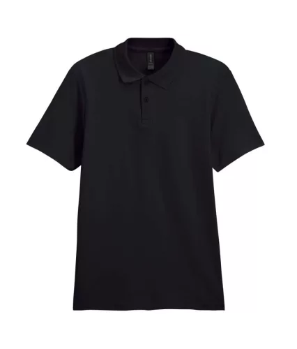Gildan SOFTSTYLE® - Pamut pique férfi galléros póló - Fekete - 4XL