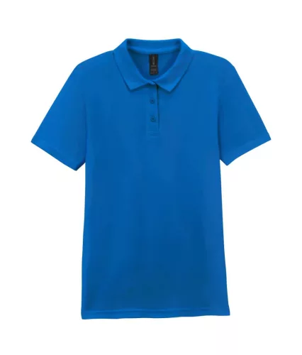 Gildan SOFTSTYLE™ - 100% gyűrűs fonású pamut, dupla pique női galléros póló - Királykék - S