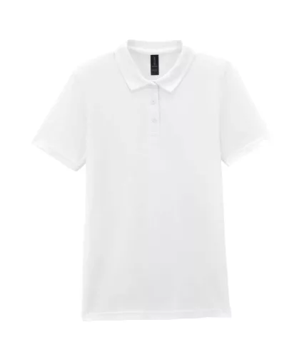 Gildan SOFTSTYLE™ - 100% gyűrűs fonású pamut, dupla pique női galléros póló - Fehér - XL