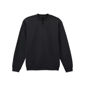   Gildan SOFTSTYLE® - Bolyhos belsős, 1/4 cipzáras férfi pulóver - Fekete - M