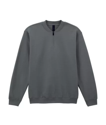 Gildan SOFTSTYLE® - Bolyhos belsős, 1/4 cipzáras férfi pulóver - Charcoal - 2XL