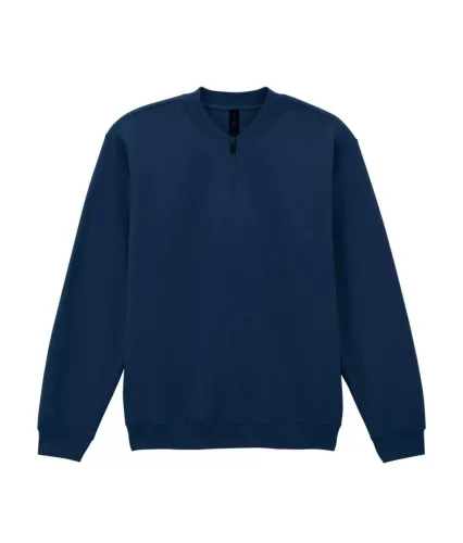Gildan SOFTSTYLE® - Bolyhos belsős, 1/4 cipzáras férfi pulóver - Tengerészkék - 2XL